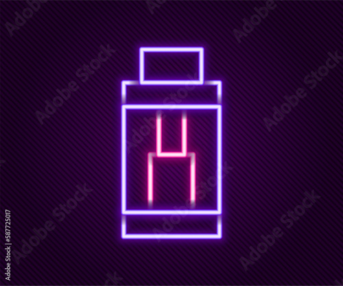 Glowing neon line Vape mod device icon isolated on black background. Vape smoking tool. Vaporizer Device. Colorful outline concept. Vector