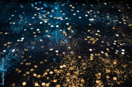 abstract light background blue and gold sequins