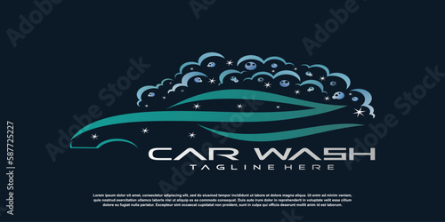car wash logo design template with creative concept premium vector