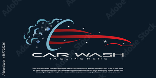 car wash logo design template with creative concept premium vector