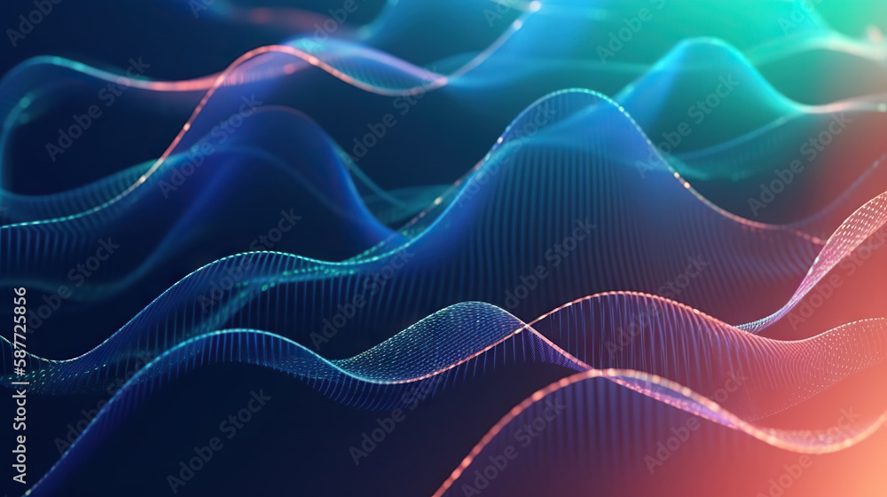 Fototapeta premium Modern abstract wavy background. Based on Generative AI