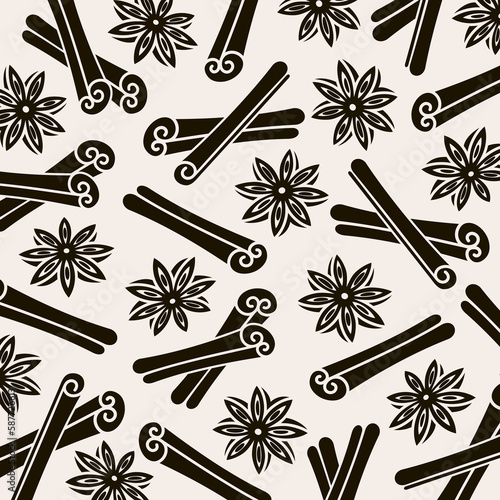 Cinnamon pattern background set. Collection icon cinnamons. Vector
