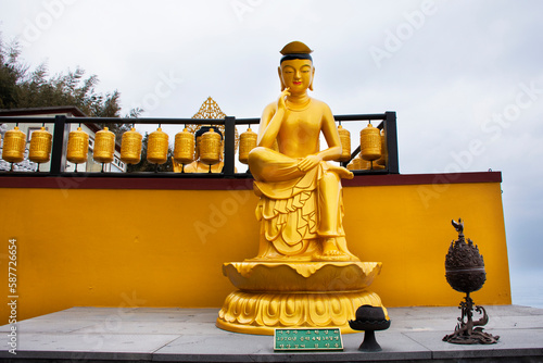 Phra Si Ariya Mettrai buddha statue for korean people travelers travel visit praying blessing holy wish mystery in Sanbangsa Temple at Seogwipo city on February 18, 2023 in Jeju do island, South Korea photo