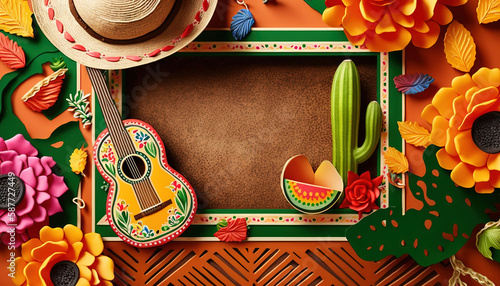 Cinco de mayo holiday background with copy space for text generative ai photo