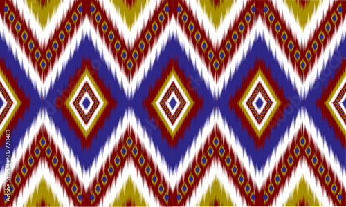 Ethnic abstract ikat art. Seamless pattern in tribal, folk embroidery, and Mexican style. Aztec geometric art ornament print.Design for carpet, wallpaper, clothing, wrapping, fabric, cover, textile