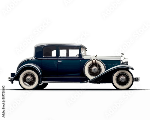 car side profile detailed isolated illustration vintage 30 s classic 
