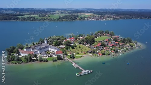 Aerial view of Frauenchiemsee or Fraueninsel, Germany photo