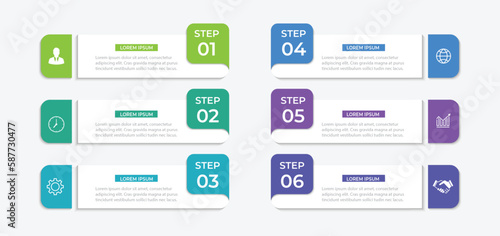 Timeline infographic design element and number options. Business concept with 6 steps.
