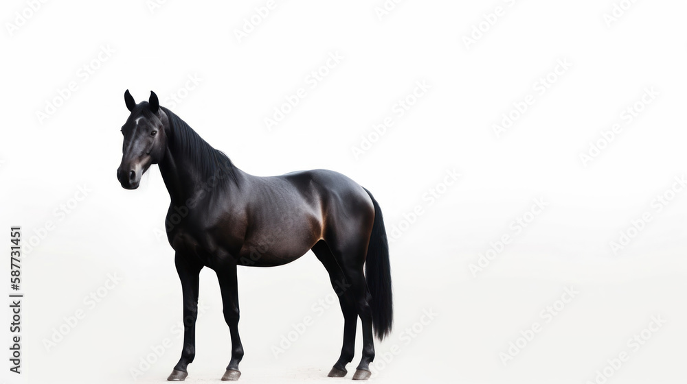 Obraz premium animal on the white Background black horse generative ai