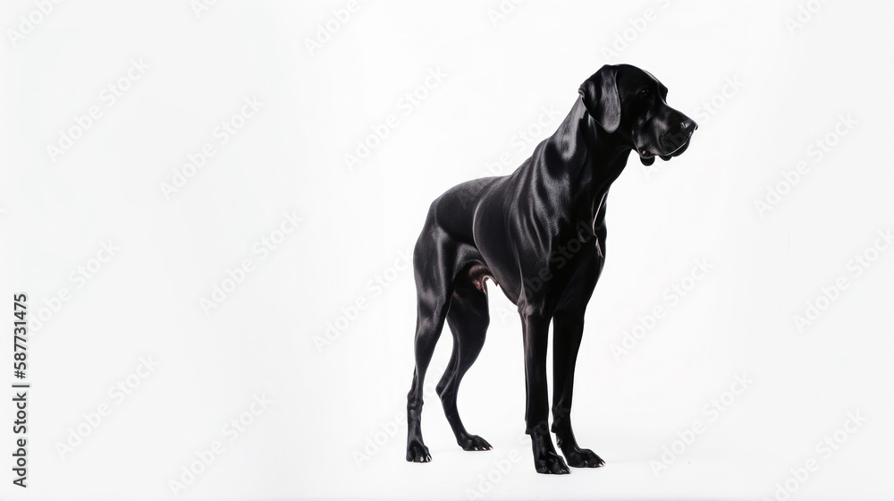animal on the white Background black dog Great Dane generative ai