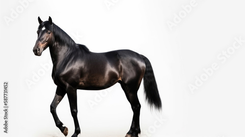 animal on the white Background black horse generative ai © Sergey