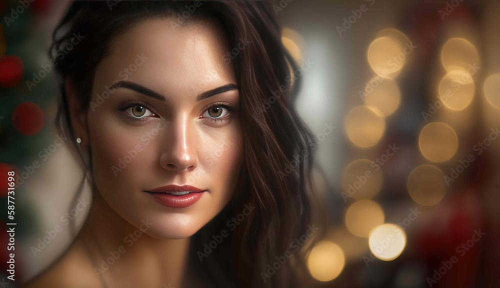 Good-looking girl with brown hair and a bokeh effect. Good-looking girl with brown hair and a bokeh effect.