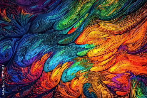 Abstract Psychedelic Texture with Vibrant Colors and Patterns 