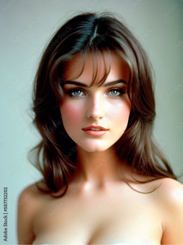 Close-up of a gorgeously beautiful brunette with seductive eyes looking into the camera Close-up of a gorgeously beautiful brunette with seductive eyes looking into the camera