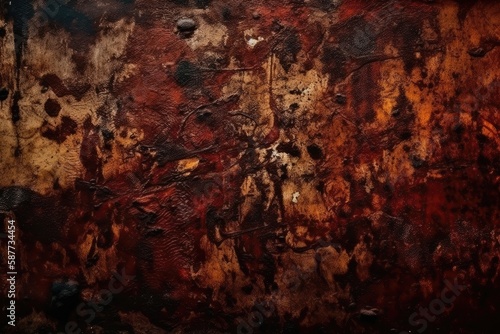 Illustration of rusted paint on a brick wall. Generative AI