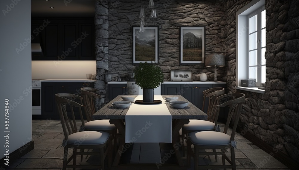 stone-effect kitchen furnishing idea