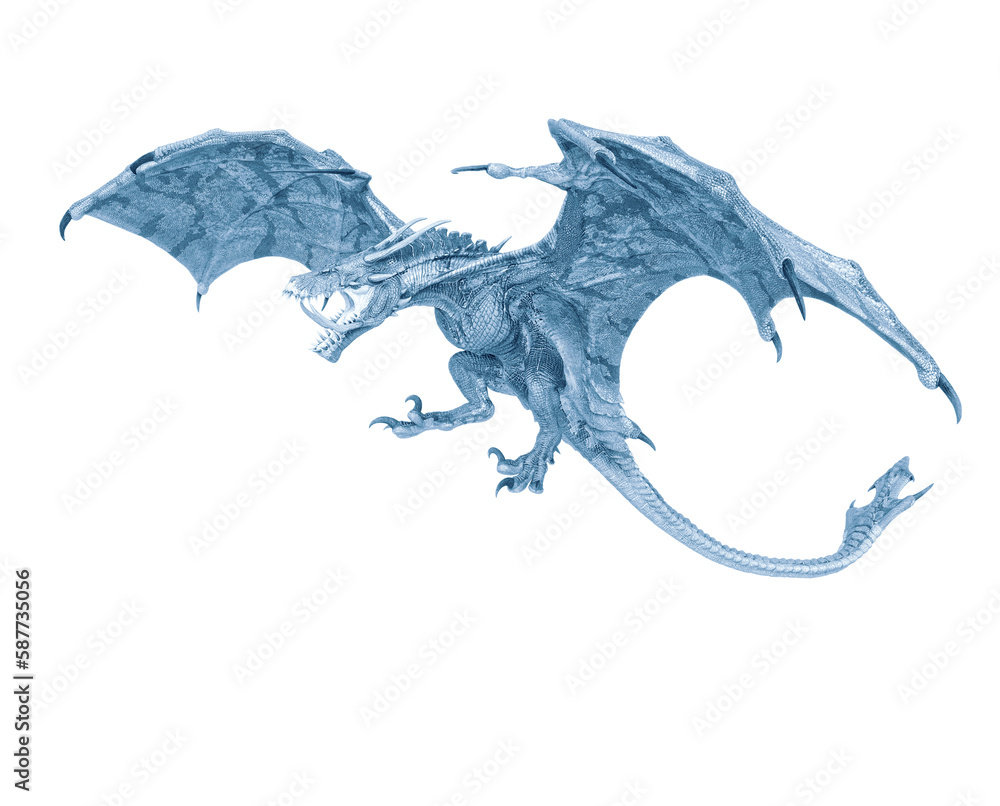 Fototapeta premium dragon is attacking on white background side view