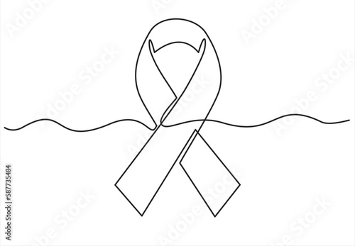 Continuous one line logo design charity badge ribbon vector illustration concept