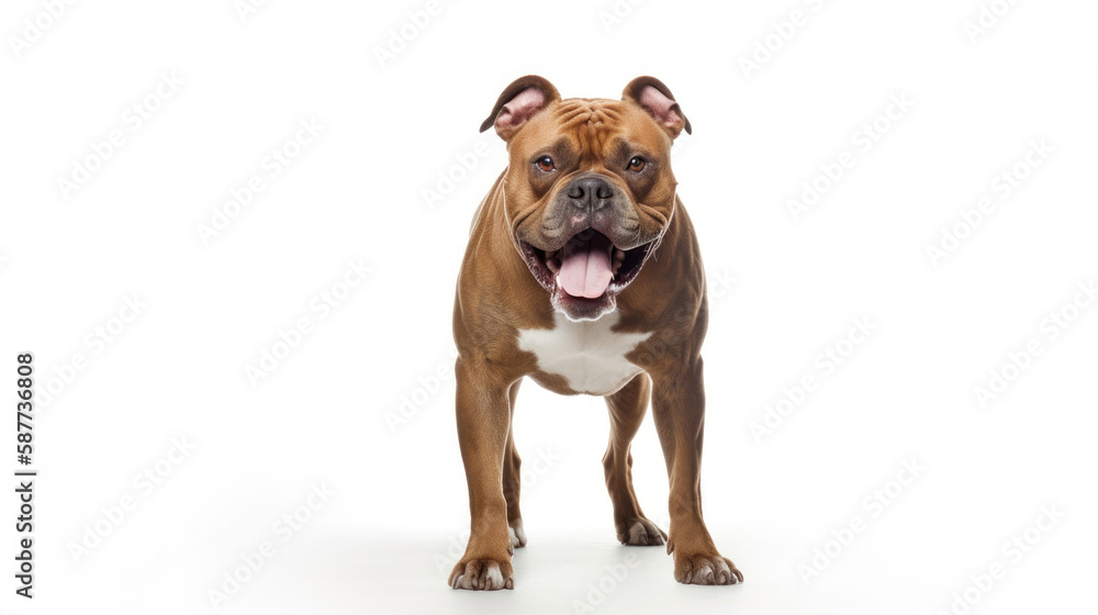 animal on the white Background strong dog pit bull generative ai