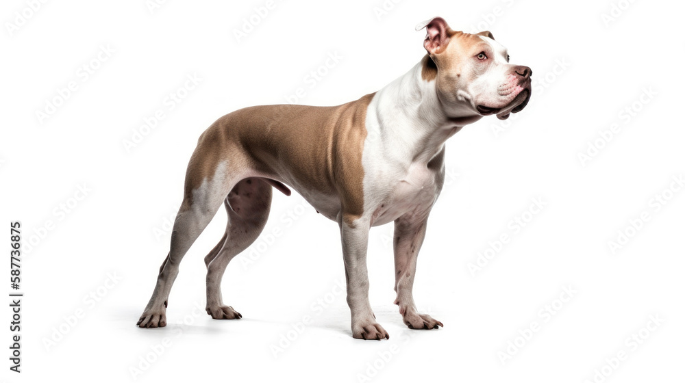 animal on the white Background strong dog pit bull generative ai