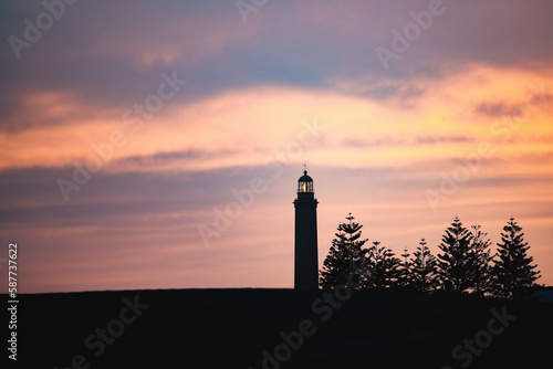 Stunning view of the Maspalomas lighthouse during a beautiful sunset. Gran Canaria  Canary Islands.