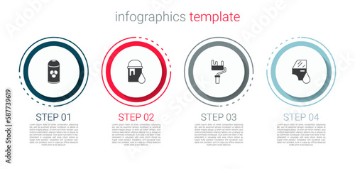 Set Paint spray can, bucket, roller brush and Car painting. Business infographic template. Vector