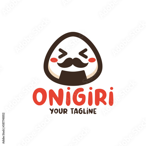 Cute Onigiri Cartoon Illustration Kawaii Vector Illustration