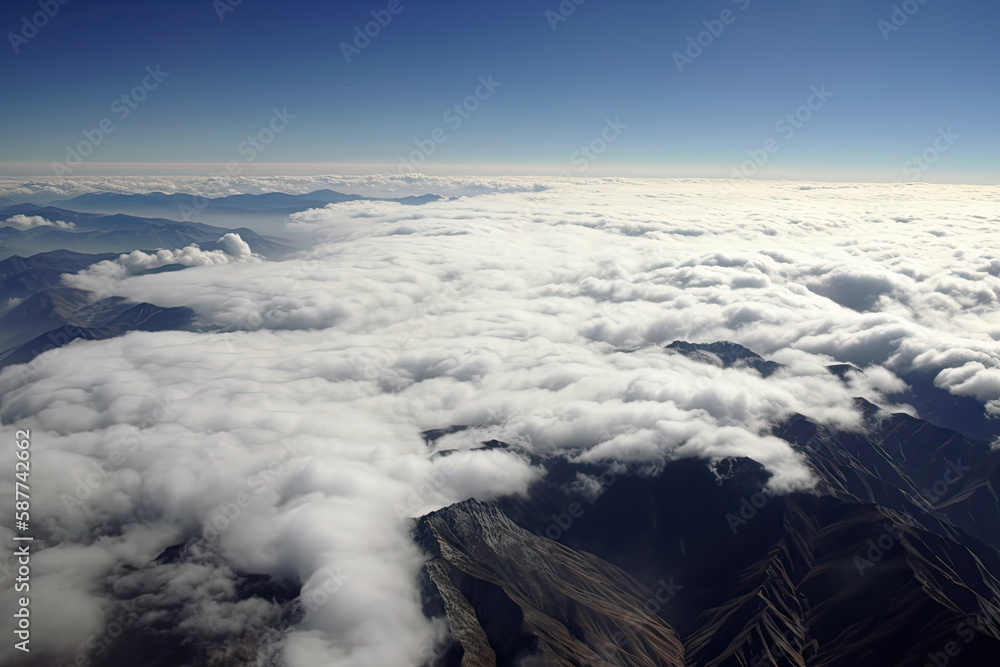 Above the clouds, areal photo of earth Above the clouds, areal photo of earth