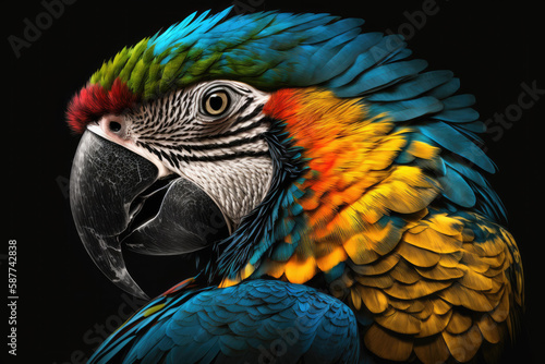 portrait of a colorful parrot isolated. Generative AI