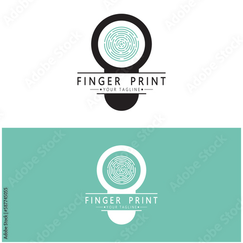 simple flat fingerprint logo,for security,identification,badge,emblem,business card,digital,vector