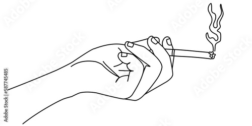 Fine line art illustration of hand with cigarettes