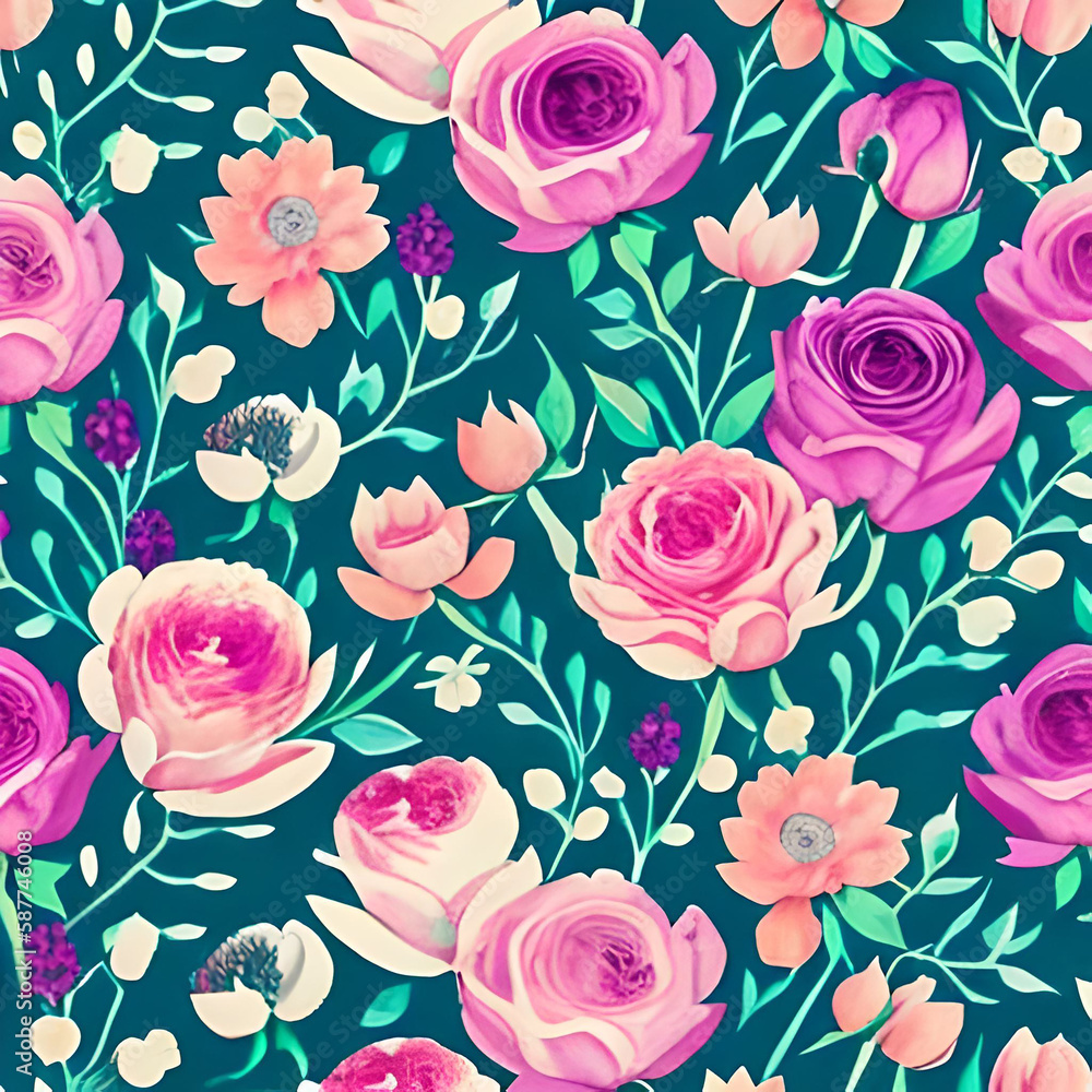 seamless pattern or background with roses