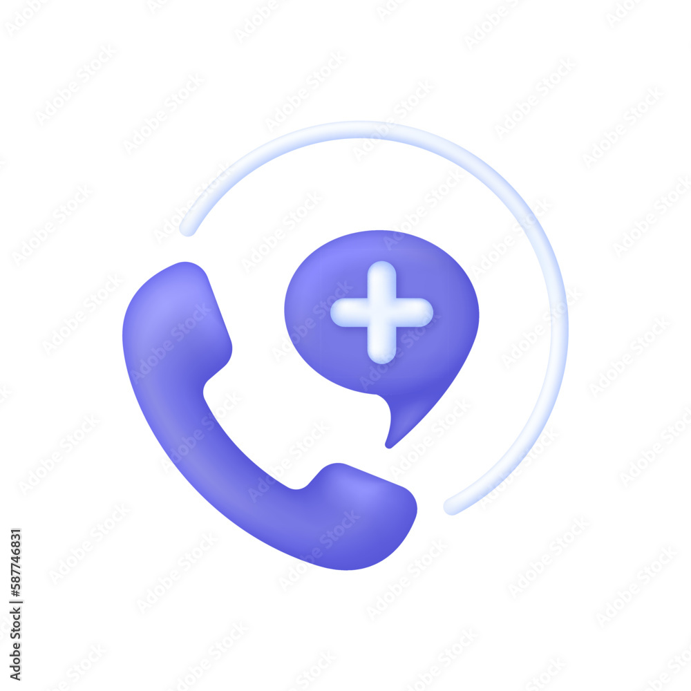 3D Medical call phone isolated on white background. Emergency call. Medical phone number. 3D Medical call phone isolated on white background. Emergency call. Medical phone number.