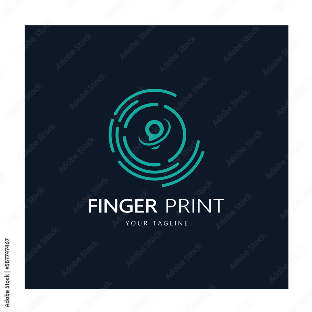 Obraz premium simple flat fingerprint logo,for security,identification,badge,emblem,business card,digital,vector