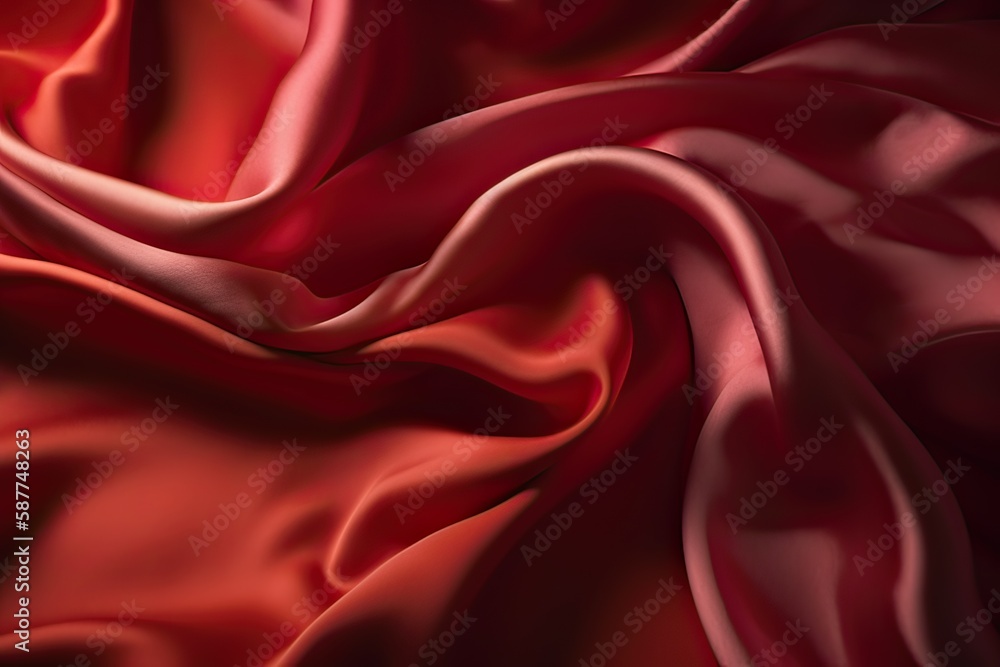 Close-up texture of natural red or pink fabric or cloth in same color. Fabric texture of natural cotton, silk or wool, or linen textile material. Red canvas background. Generative Ai. Close-up texture of natural red or pink fabric or cloth in same color. Fabric texture of natural cotton, silk or wool, or linen textile material. Red canvas background. Generative Ai.
