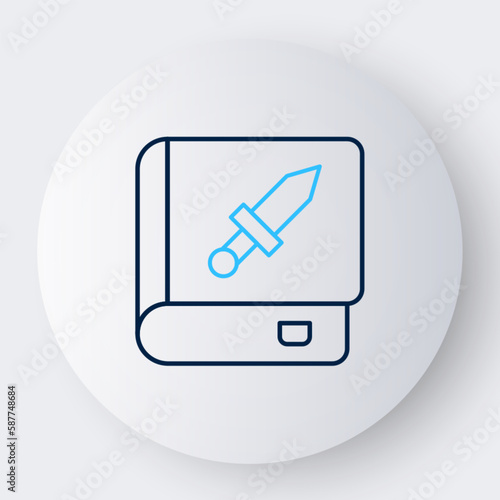 Line Book about weapon icon isolated on white background. Small firearm. Weapon catalog. Colorful outline concept. Vector