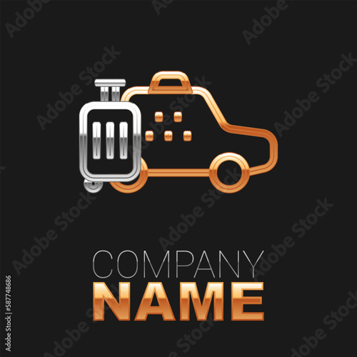 Line Taxi car icon isolated on black background. Colorful outline concept. Vector