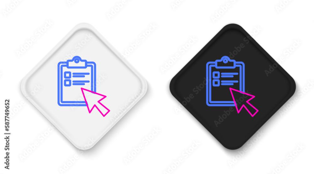 Line Online quiz, test, survey or checklist icon isolated on white background. Exam list. E-education concept. Colorful outline concept. Vector Line Online quiz, test, survey or checklist icon isolated on white background. Exam list. E-education concept. Colorful outline concept. Vector