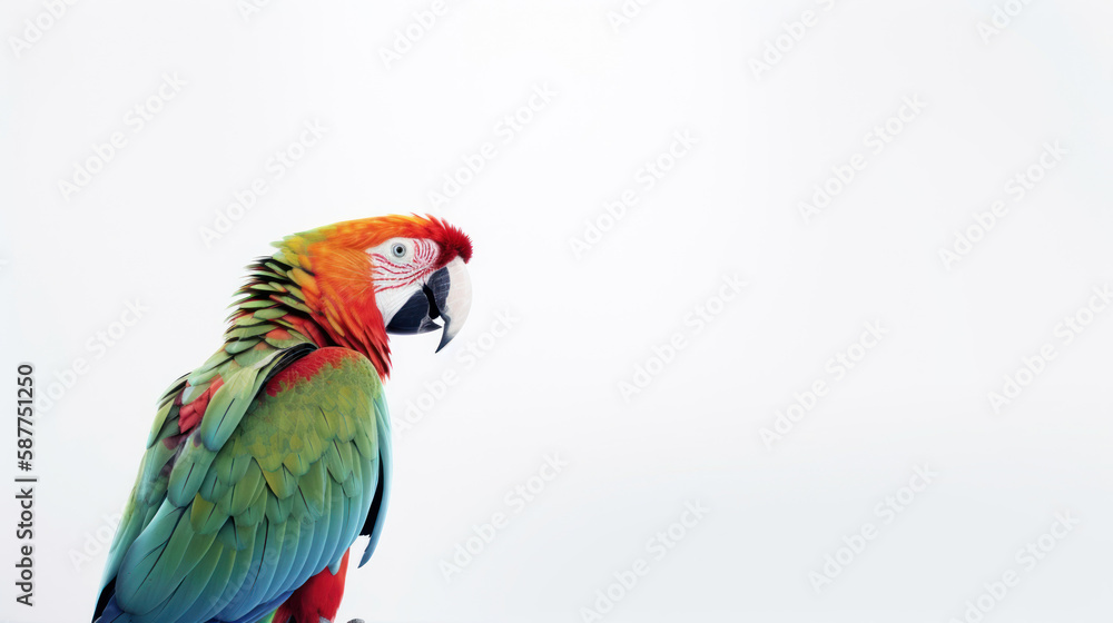 animal on the white Background a parrot generative ai