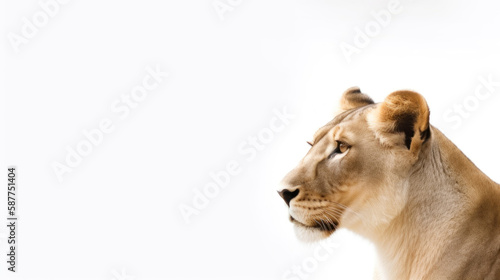 animal on the white Background a Lioness generative ai