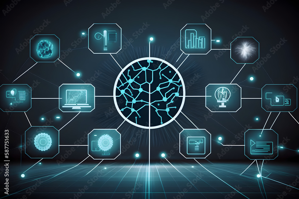 Medical icon network connection with modern virtual screen interface on hospital background, medicine technology network concept made with Generative AI Medical icon network connection with modern virtual screen interface on hospital background, medicine technology network concept made with Generative AI