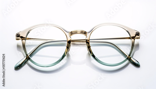 Eyeglass frames isolated on white background top view. Generative AI