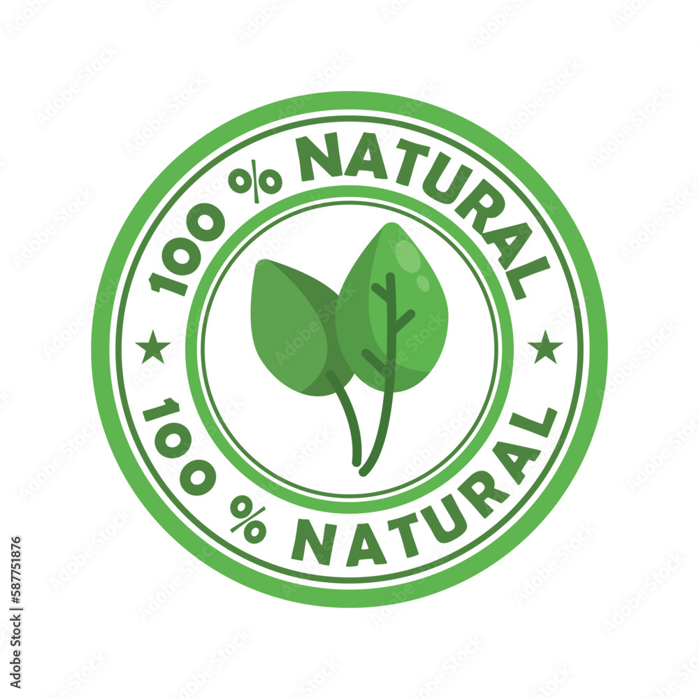 Vector 100 natural food badge. eco nature green icon product label or ...