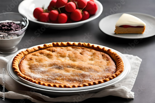 Apple pie in a table aesthetic studio shoot for commercial marketing and promotion. Generative AI.