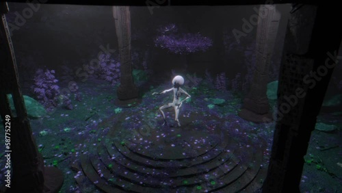 High BPM lights Alien dancing in a trippy forest 3d vj loop background Psychedelic Animation 4k Extraterrestrial Texture