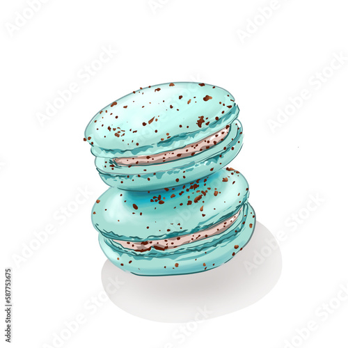 Chocolate mint Macaron cookies vector isolated.