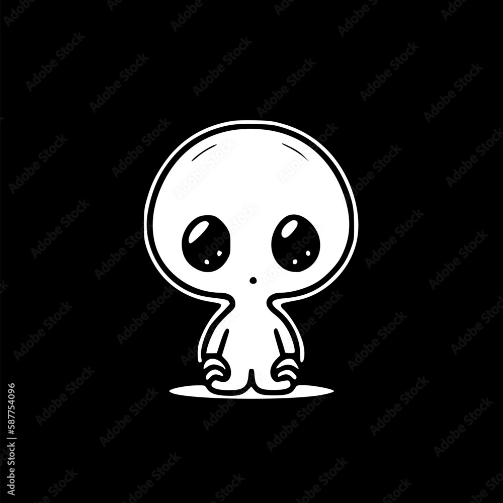 Alien | Black and White Vector illustration Alien | Black and White Vector illustration