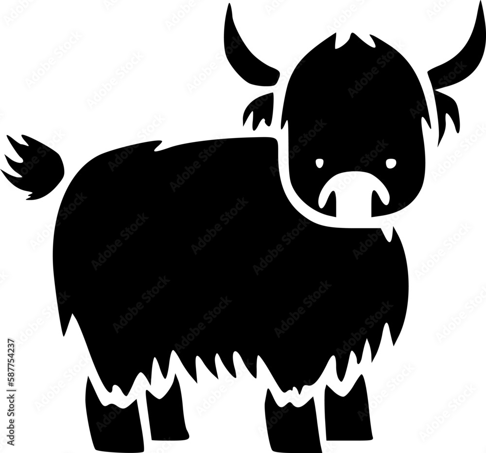 Highland Cow Black and White Vector illustration Stock Vector Adobe