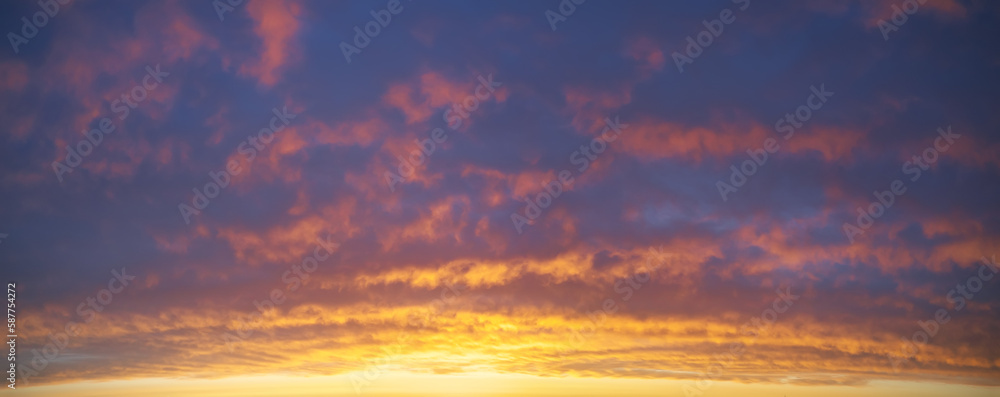Summer panorama of sky background during sunset