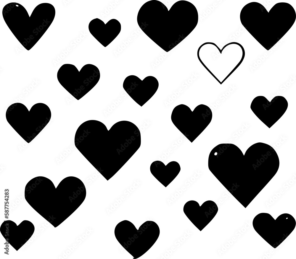Hearts | Black and White Vector illustration Hearts | Black and White Vector illustration